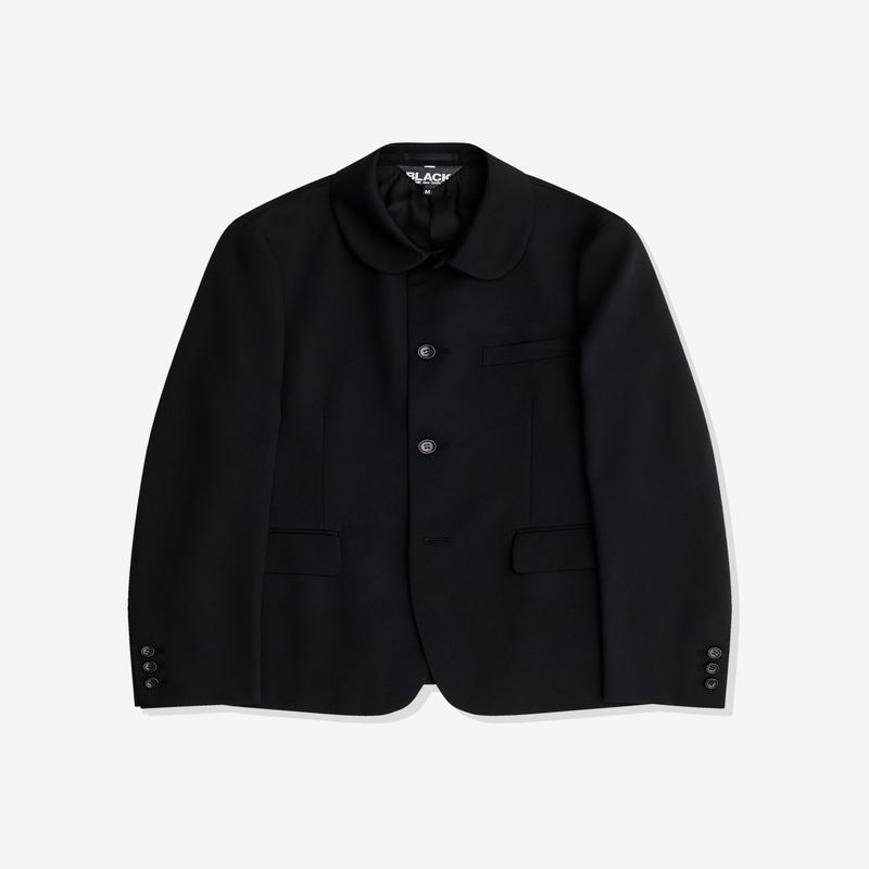 Black Comme des Garons - Wool Gabardine Peter Pan Collar Zip Jacket - (Black)
