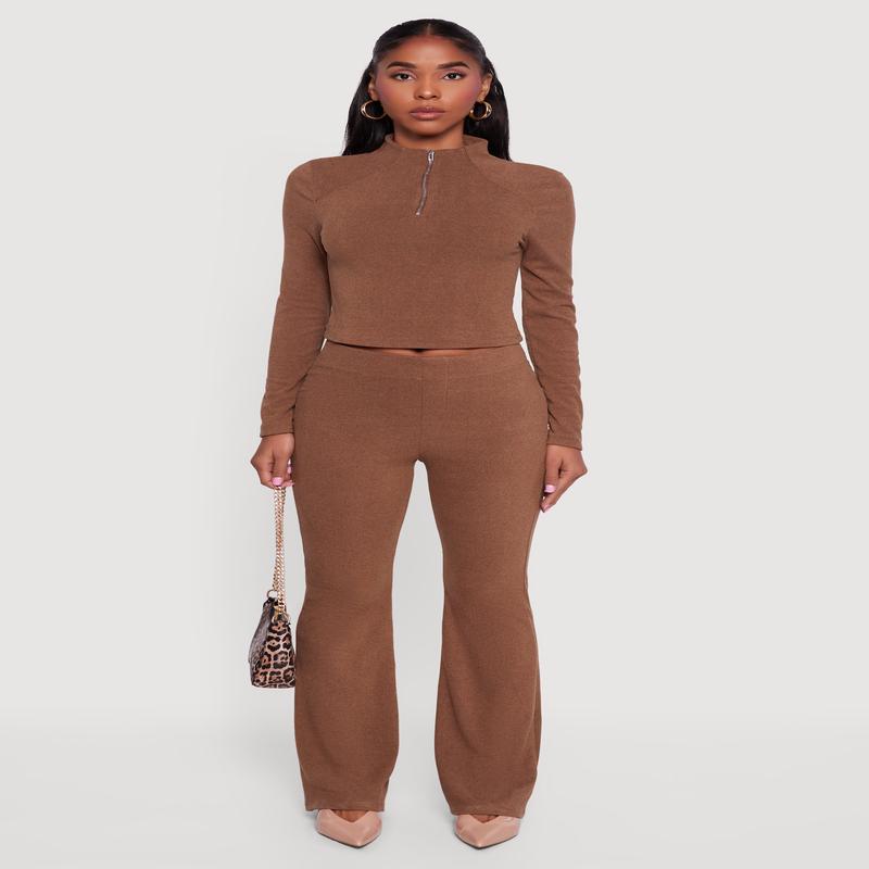 Brushed Knit Straight Leg Pants