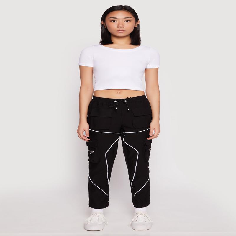 Contrast Piping Hyperstretch Cargo Joggers