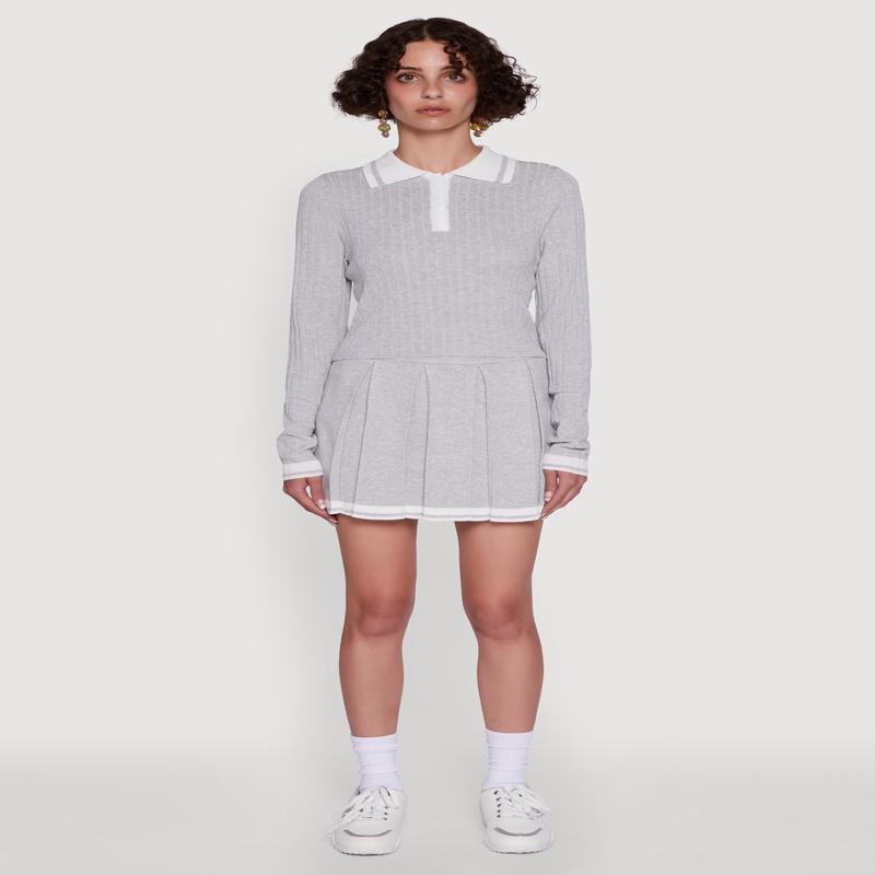 Daisy Varsity Stripe High Waisted Pleated Skirt