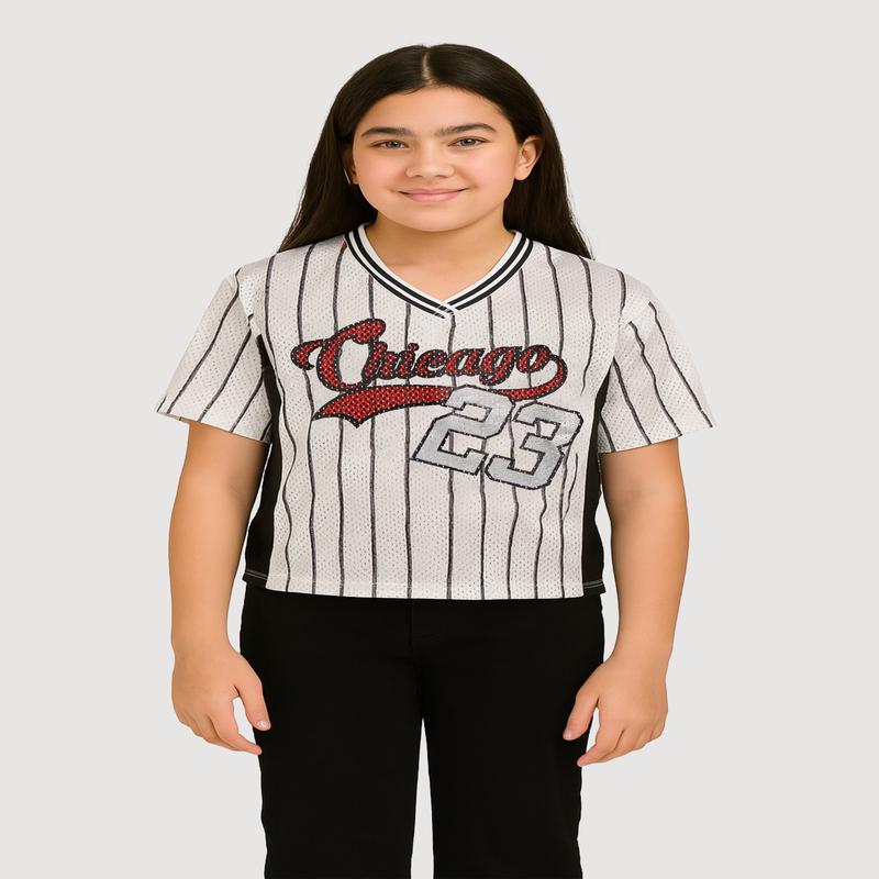 Girls City Graphic Pinstripe Football Jersey