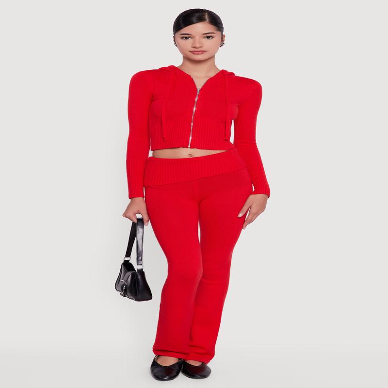 Slim Bootcut Fold Over Pants