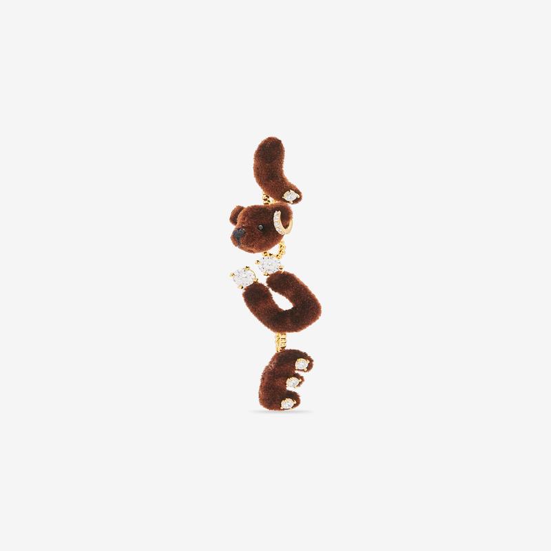 Yvmin - Womens Love Bear Long Earring - (Brown)