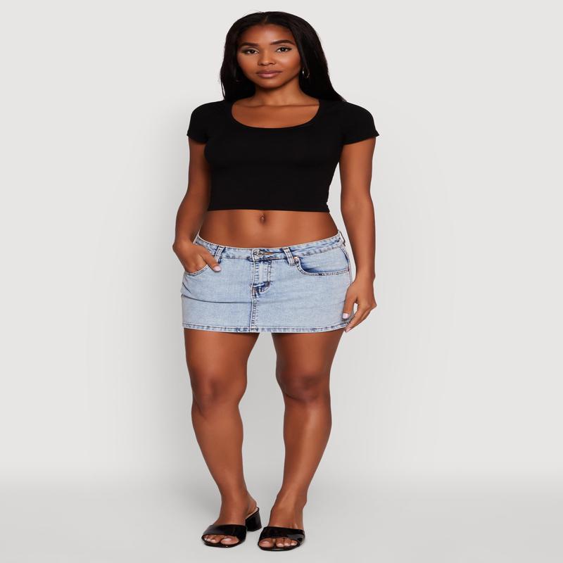 Ambiance Classic Fit Scoop Neck Short Sleeve Cropped Tee