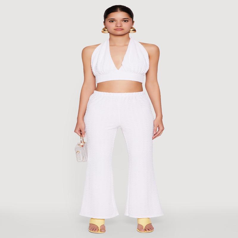 Bubble Knit Flared Leg Pants