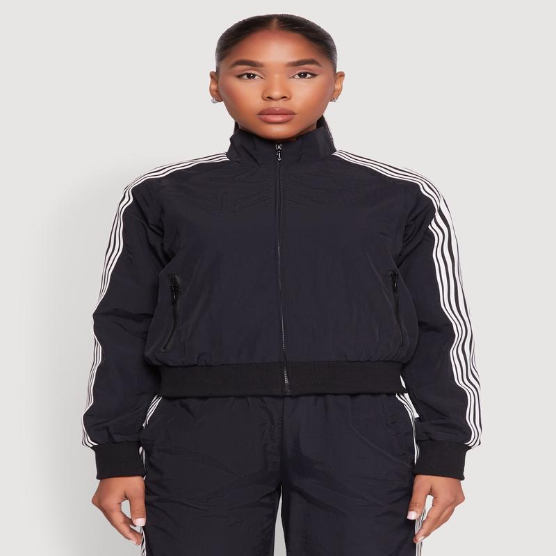 Contrast Trim Mock Neck Track Jacket