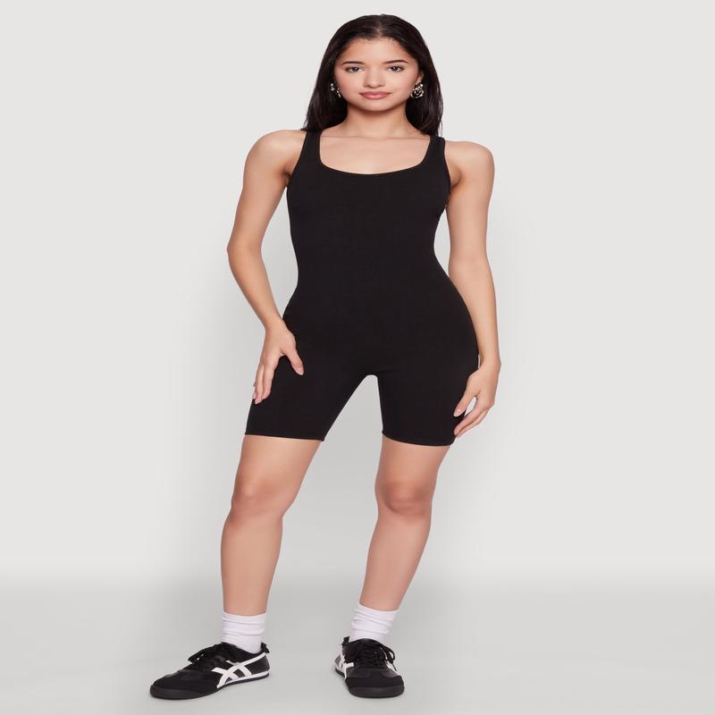 Iris Rib Knit Biker Romper