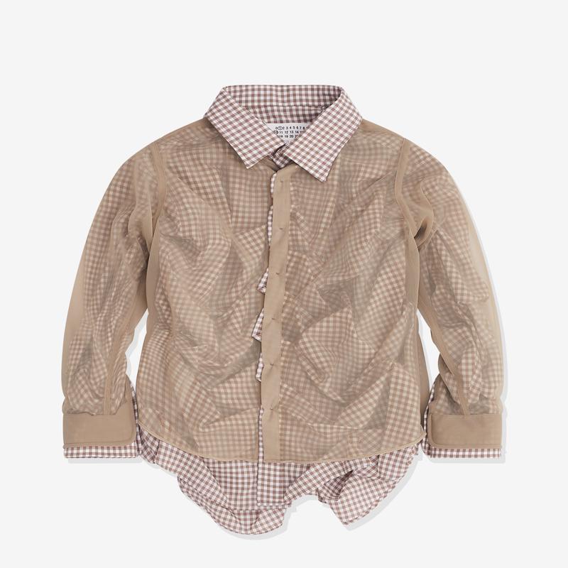 Maison Margiela - Womens Double Layered Shirt - (Camel/White)
