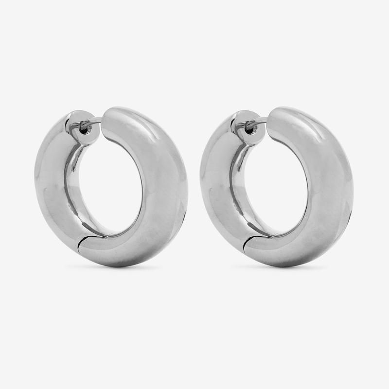 Tom Wood - Chunky Hoops Medium - (Silver)
