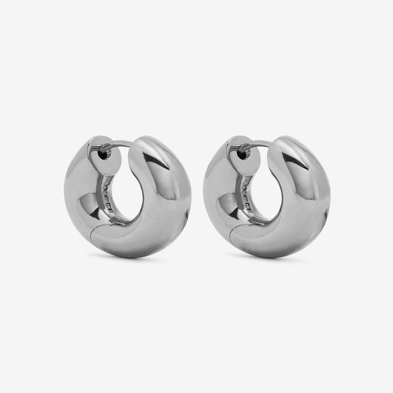 Tom Wood - Chunky Hoops Small - (Silver)