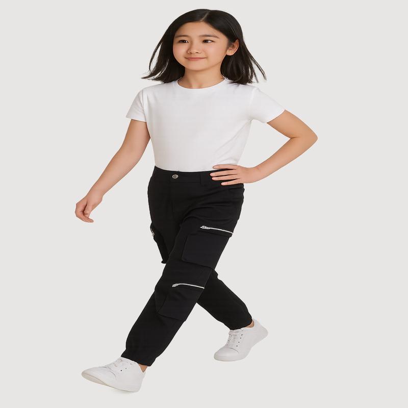 Girls Zip Pocket Cargo Joggers
