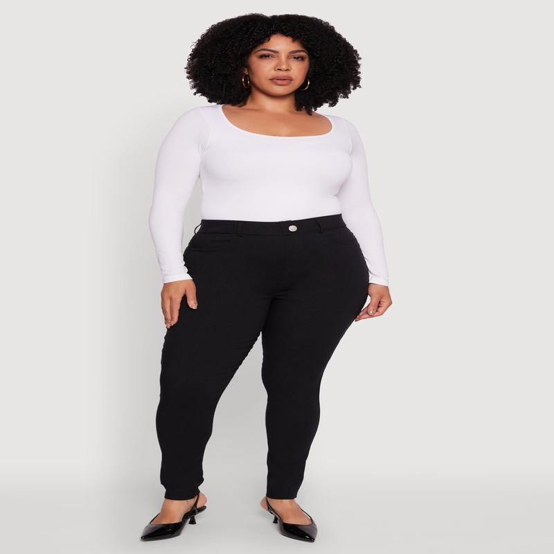 Plus Size Hyper Stretch Pull On Push Up Skinny Pants