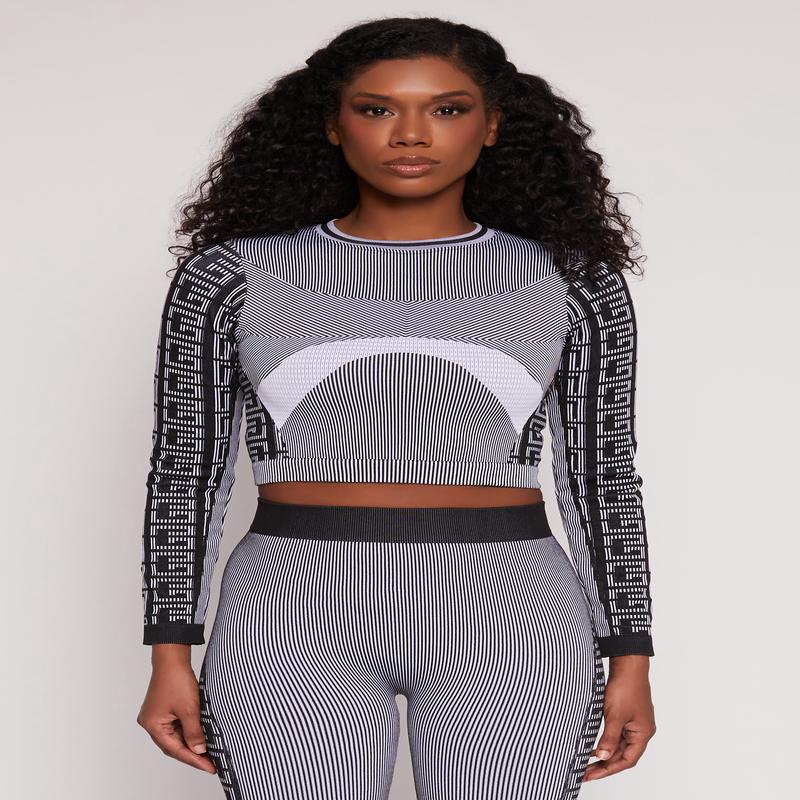 Seamless Greek Key Active Crop Top