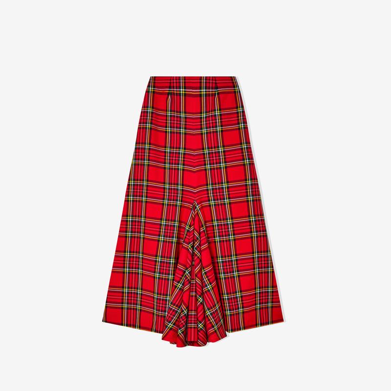 Torishju - Womens Fishtail Skirt - (Red Tartan)