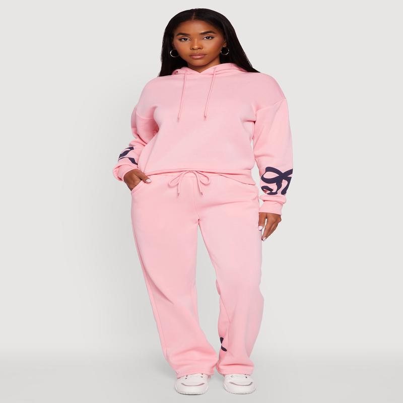 Bow Graphic Drawstring Waist Sweatpants