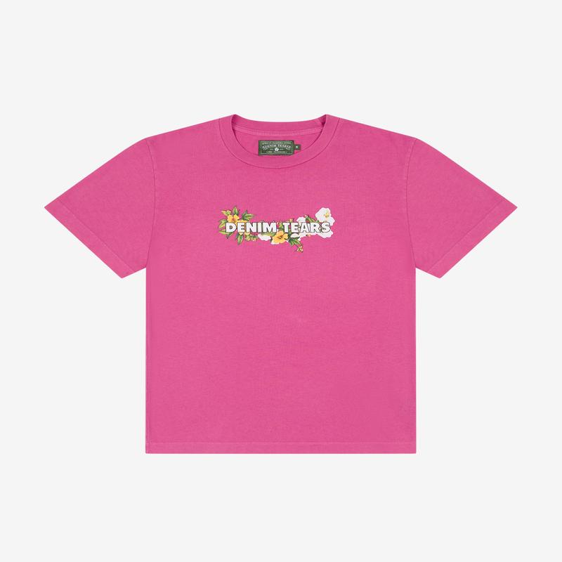 Denim Tears - Mens Cotton Floral Logo T-Shirt - (Pink)