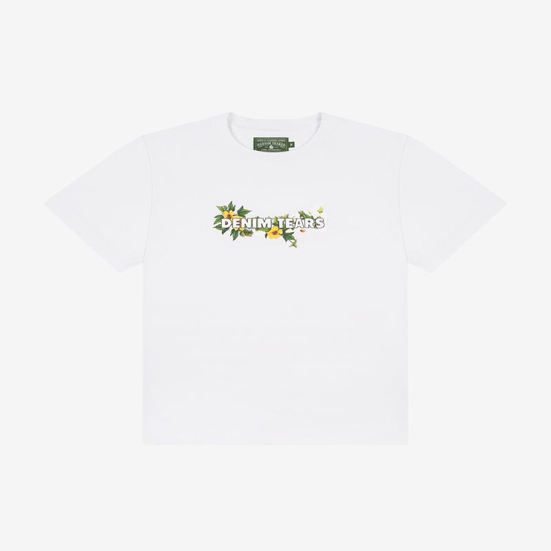 Denim Tears - Mens Cotton Floral Logo T-Shirt - (White)