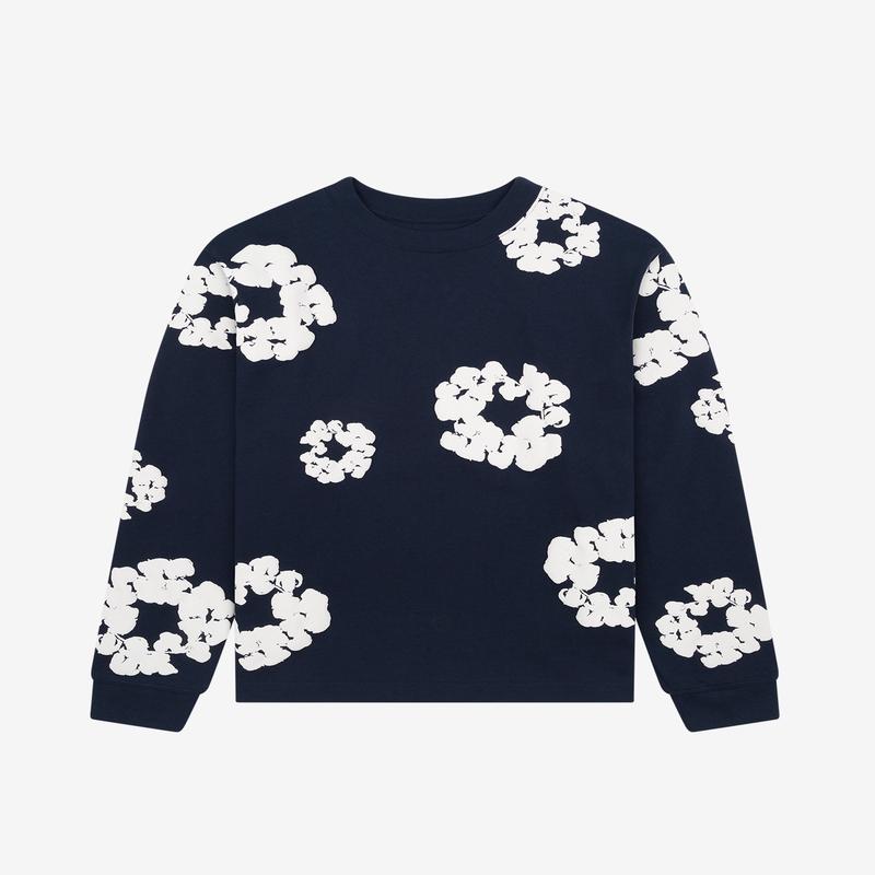 Denim Tears - Mens Cotton Wreath Long Sleeve T-Shirt - (Navy)