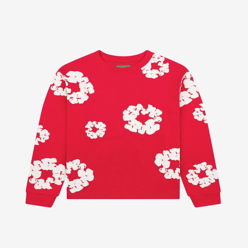 Denim Tears - Mens Cotton Wreath Long Sleeve T-Shirt - (Red)