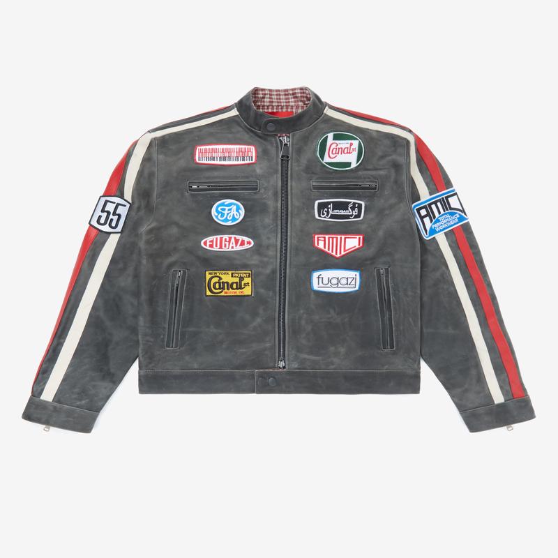 Fugazi - Mens Leather Racing Jacket - (Black)