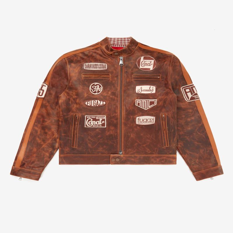 Fugazi - Mens Leather Racing Jacket - (Brown)