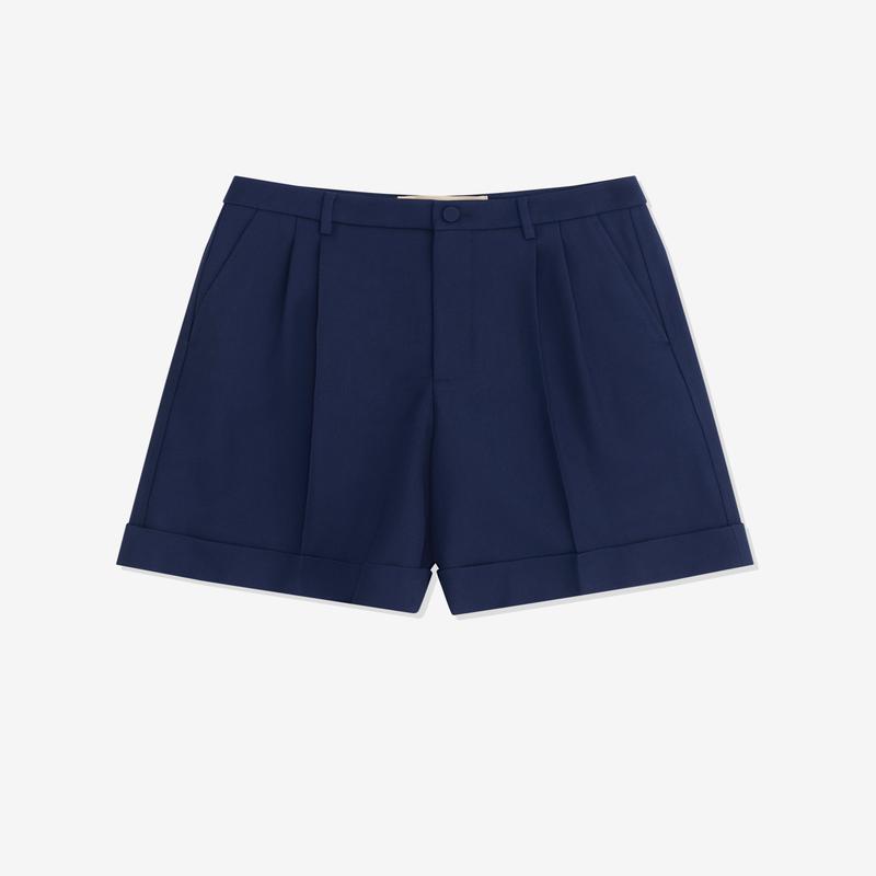 Valentino - Mens Cuffed Wool Gabardine Bermuda Shorts - (Blue)