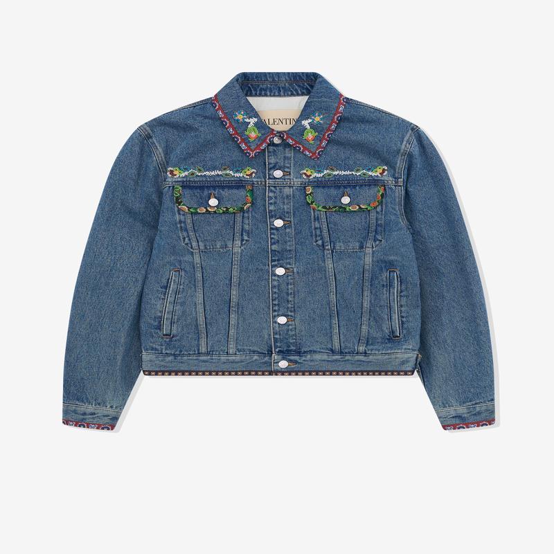 Valentino - Mens Embroidered Denim Jacket - (Medium Blue Denim)