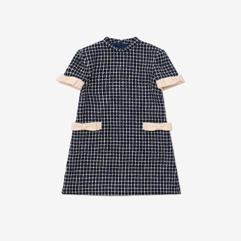 Valentino - Womens Short Boucle Dress - (Navy/Ivory)