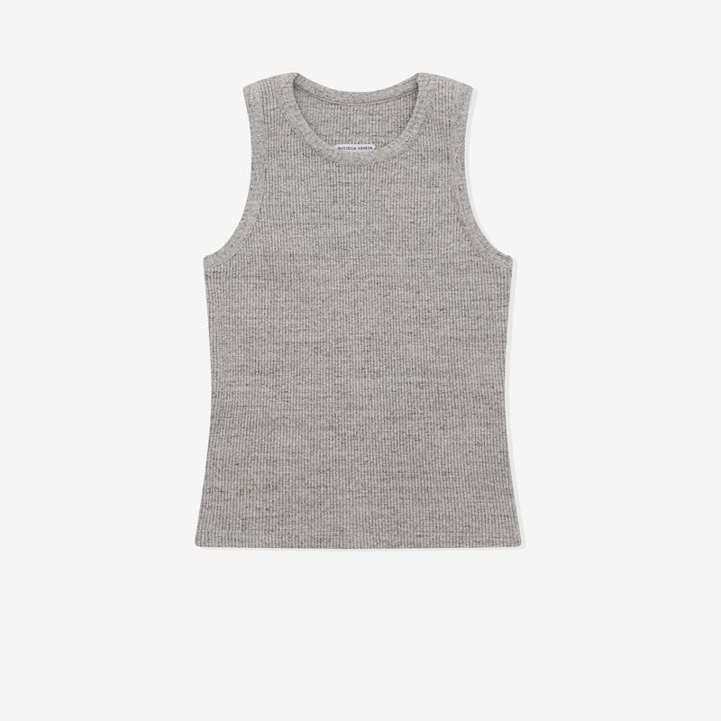Bottega Veneta - Womens Melange Cotton Rib Tank Top - (Nickel Melange)