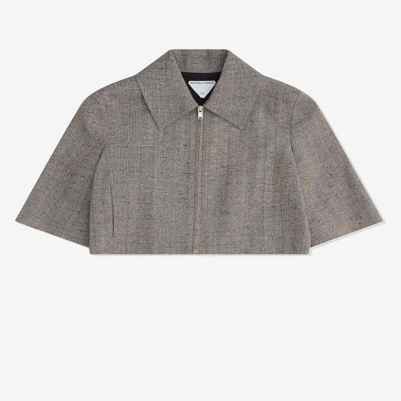 Bottega Veneta - Womens Viscose And Silk Jacket - (Brown/White/Blue)