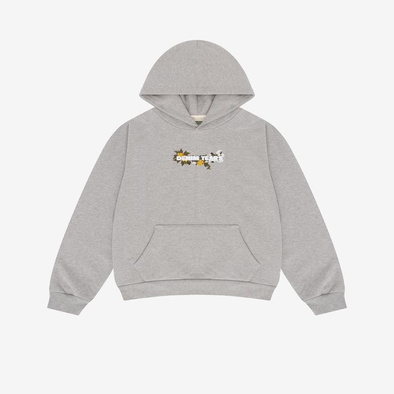 Denim Tears - Mens Embroidered Floral Hoodie - (Grey)