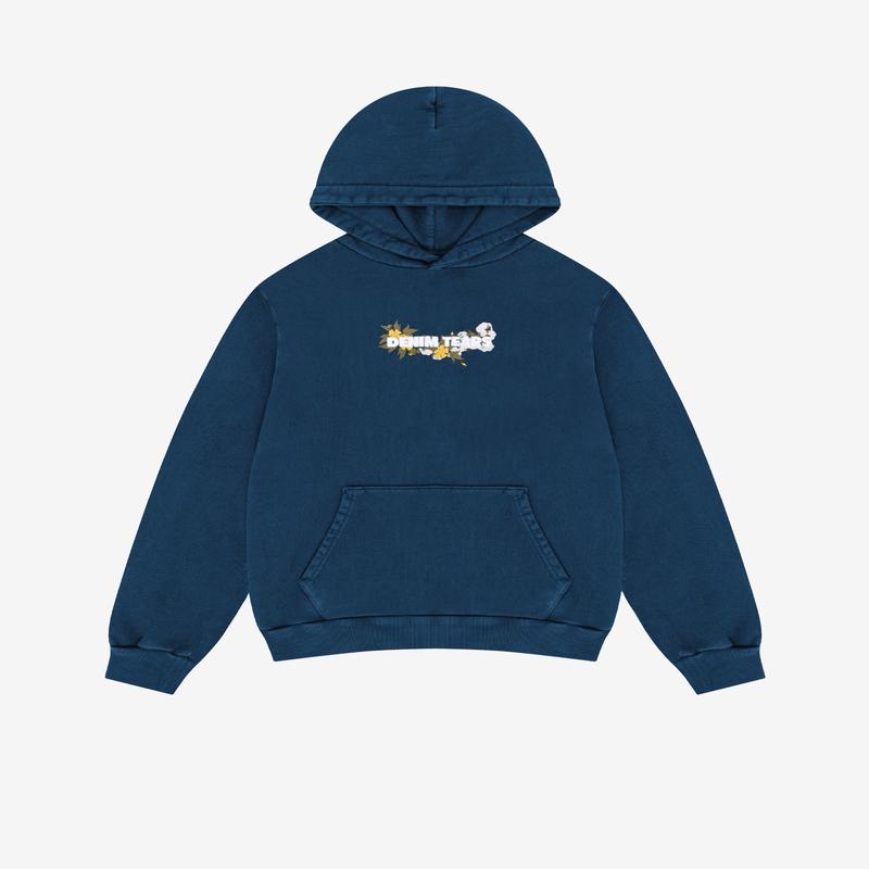 Denim Tears - Mens Embroidered Floral Hoodie - (Navy)
