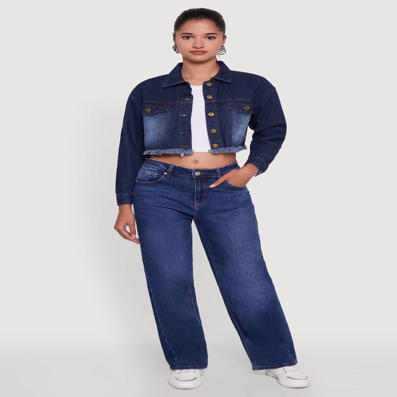 Heart Graffiti Graphic Frayed Jean Jacket