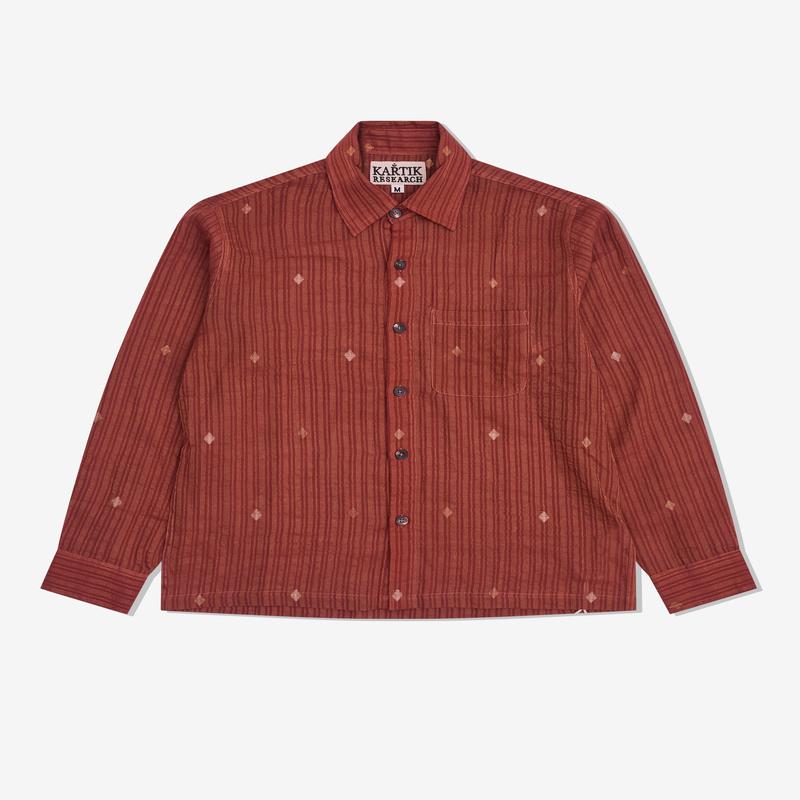 Kartik Research - Mens Jamdani Silver Zari Jacket - (Orange)