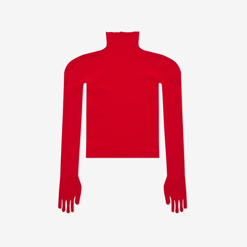 Marie Adam-Leenaerdt - Womens High Neck  Top - (Red)