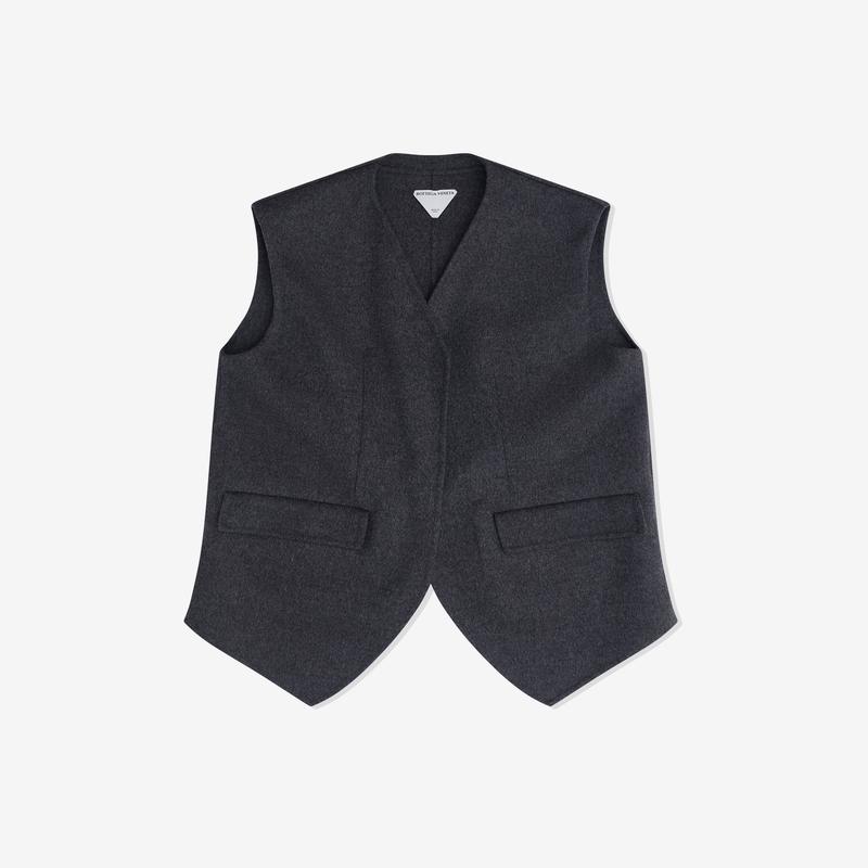 Bottega Veneta - Womens Double Face Wool Gilet - (Charcoal Melange)