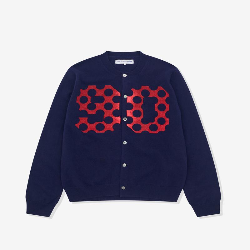 CDG Shirt - Mens A$AP Nast 90N Dot Crewneck Cardigan - (Navy)