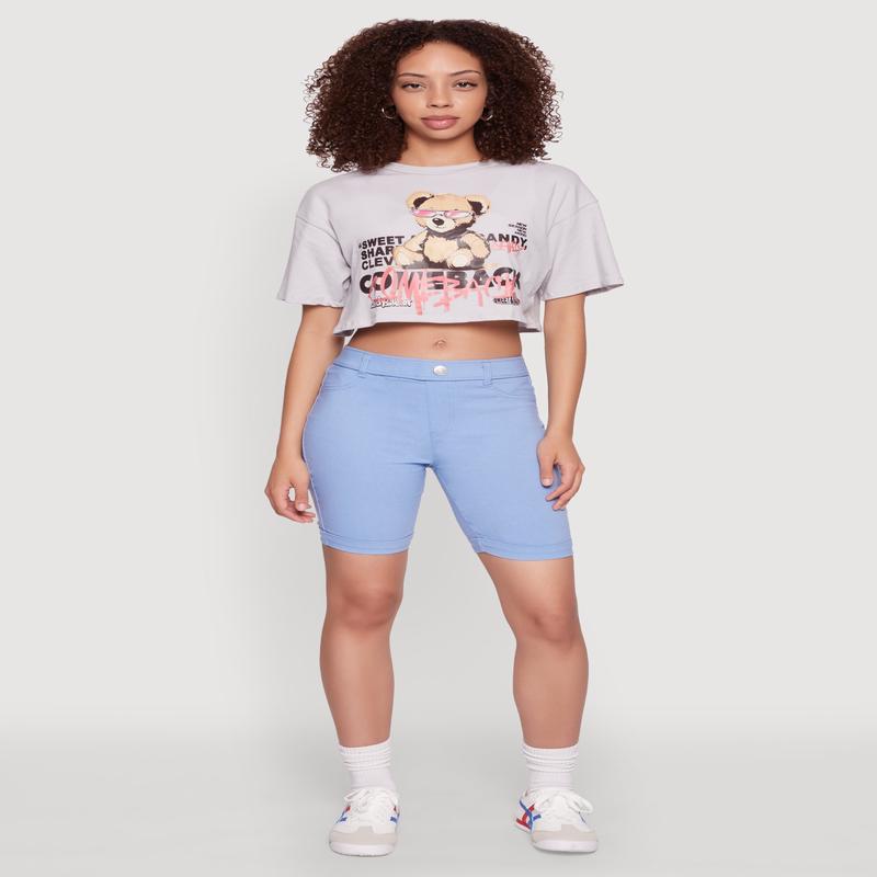 Comeback Bear Graphic Cropped Tee