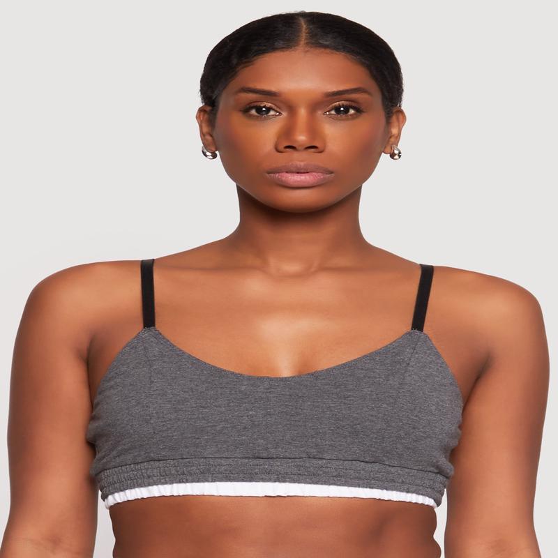 Contrast Trim Smocked Hem Crop Top