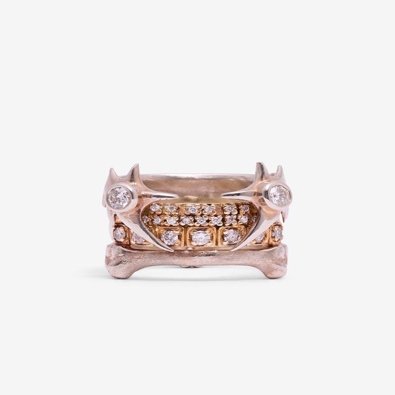 Courtney Mc - Lux Bone Stacked Ring - (14K Yellow Gold/White Gold)