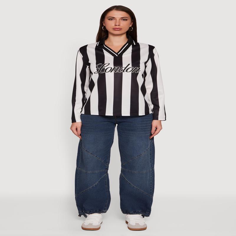 Jersey Mesh Striped Destination Graphic Polo Shirt