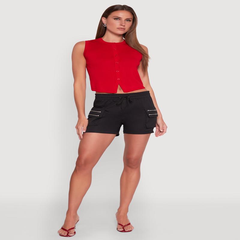 Zipper Cargo Pocket Shorts