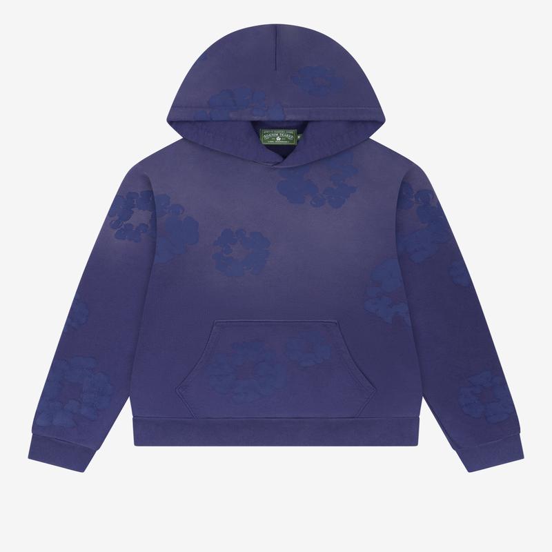 Denim Tears - Mens Mono Cotton Wreath Hoodie Wash - (Washed Blue)