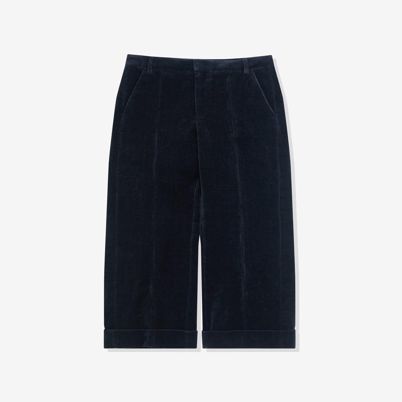 Valentino - Mens Washed Cotton-Linen Velvet Trousers - (Night)
