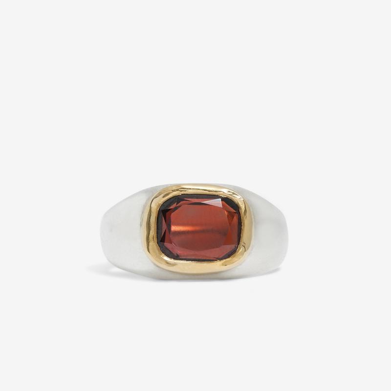 Frederick Grove - Red Garnet Cushion Ring - (Silver)