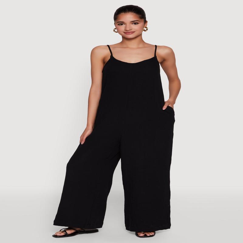 Gauze Knit Wide Leg Jumpsuit