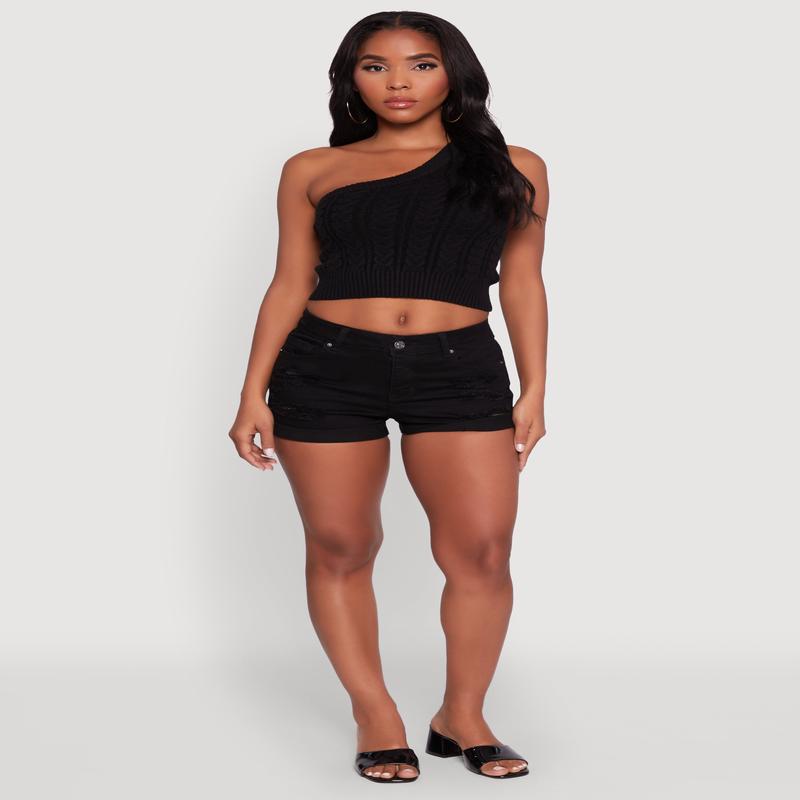 Haute Monde Stylish One Shoulder Crop Top