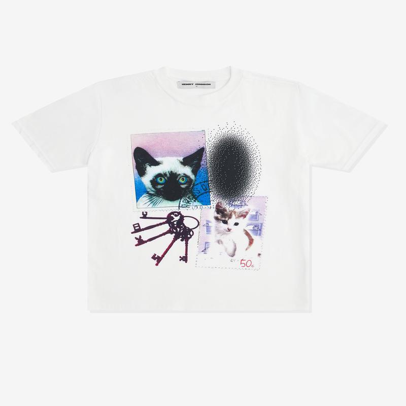 Henry Johnson - Mens Cat Stamps T-Shirt - (White)