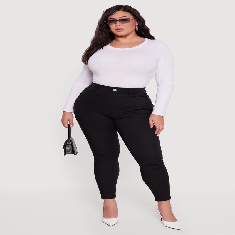 Plus Size Hyperstretch Pull On Skinny Pants