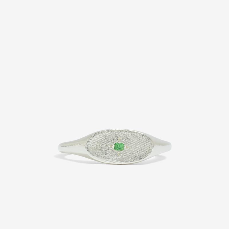 Seb Brown - Simple Oval Ring Green - (Sterling Silver)